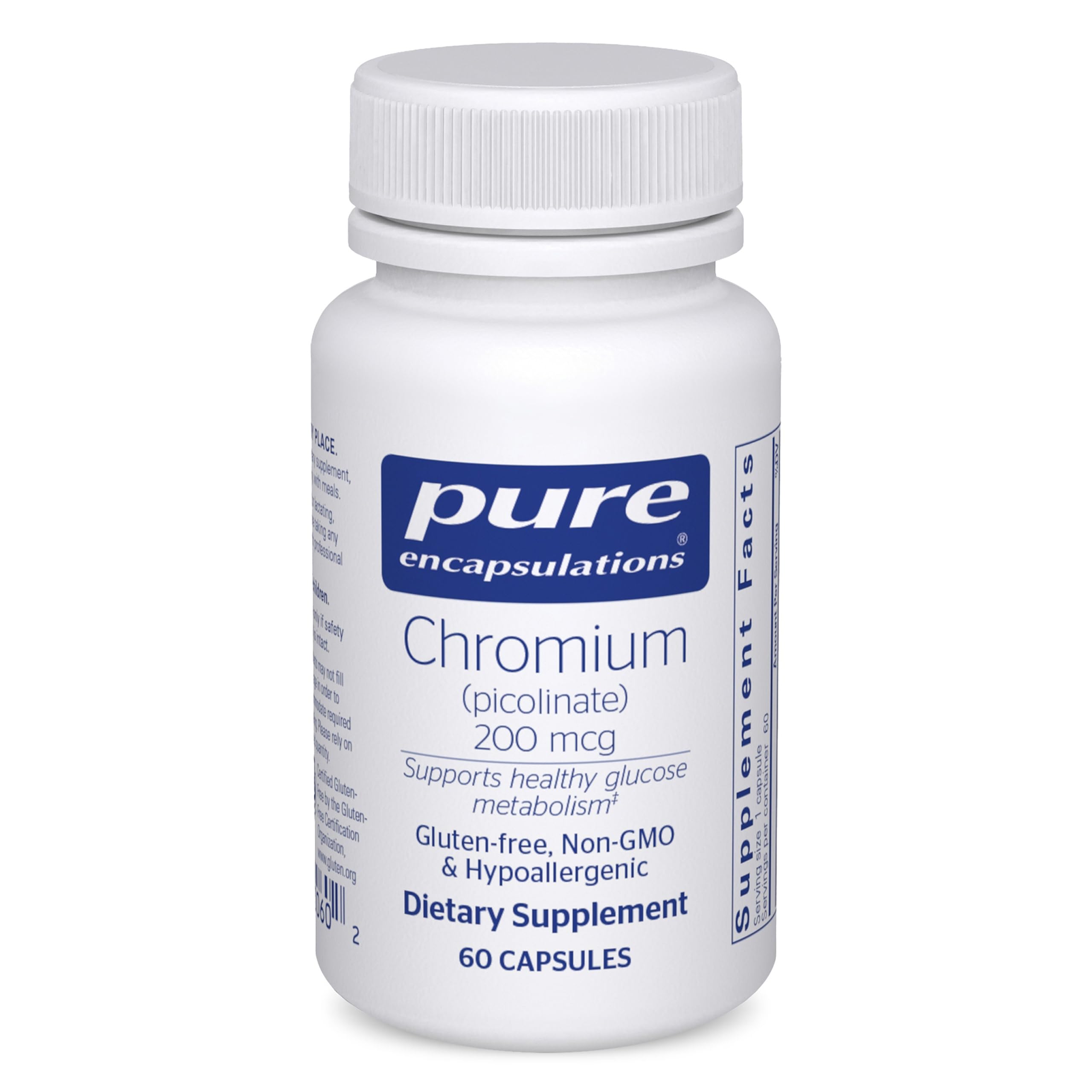 Pure Encapsulations Chromium Picolinate bottle for metabolism support.