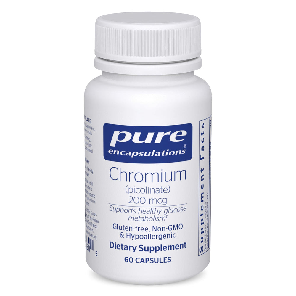 Pure Encapsulations Chromium Picolinate bottle for metabolism support.