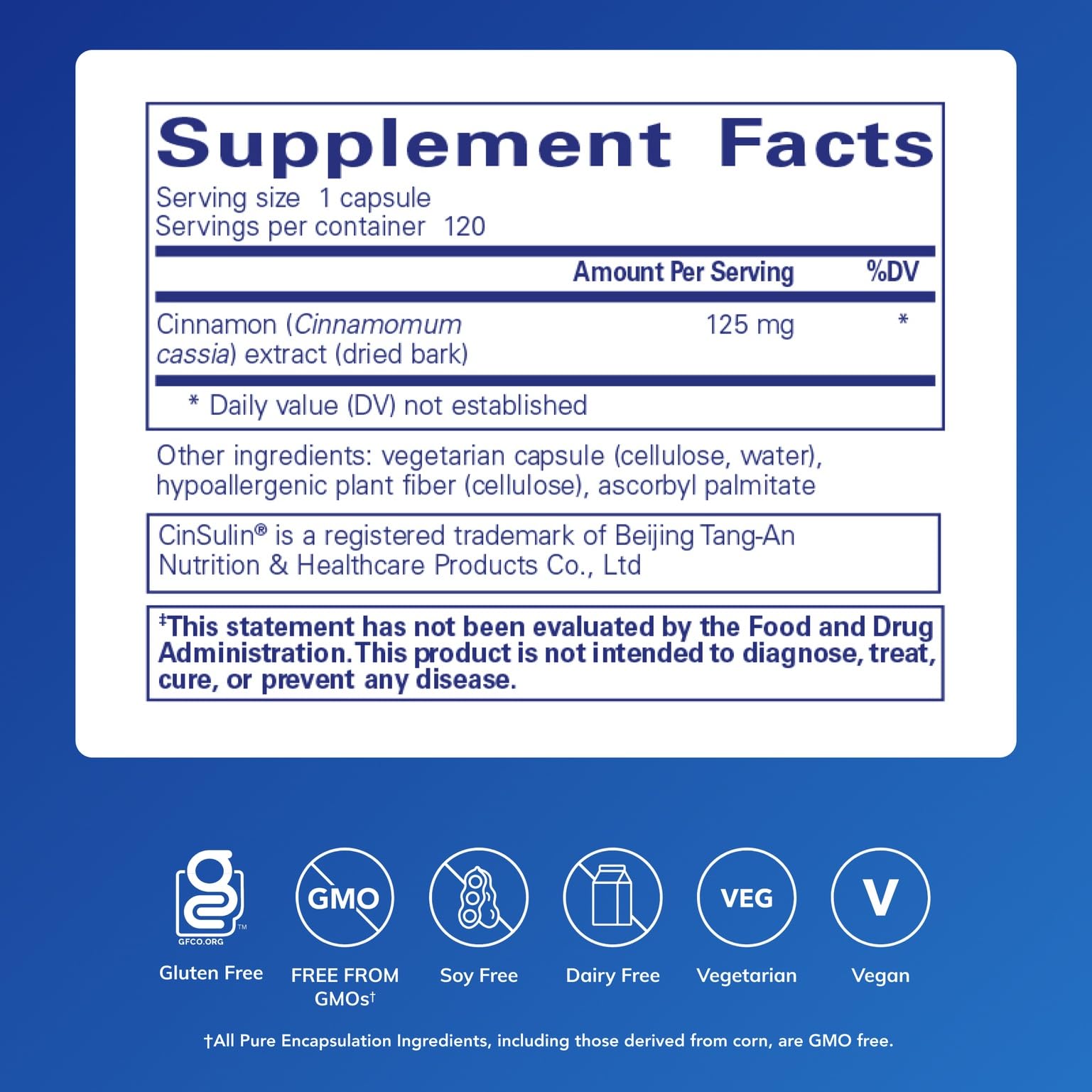 Pure Encapsulations Cinnamon WS capsules for convenient daily use