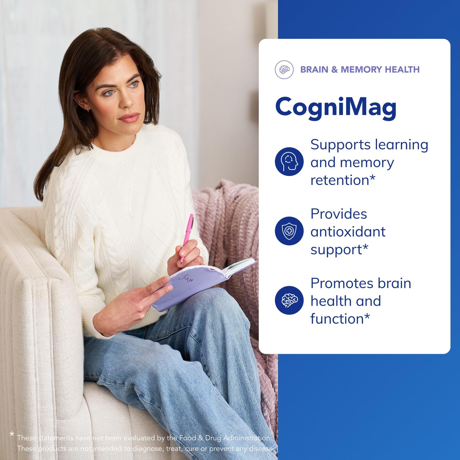 Close-up of CogniMag capsules poured from the bottle.