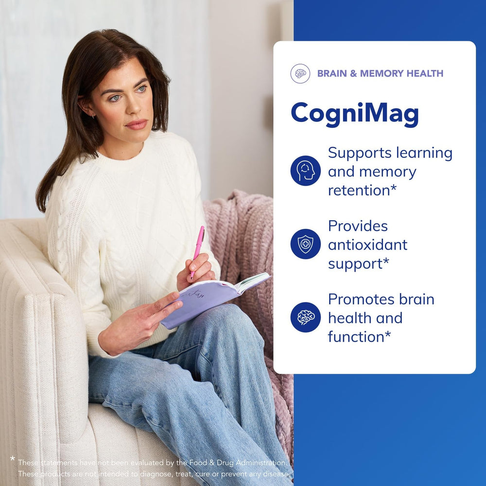 Close-up of CogniMag capsules poured from the bottle.