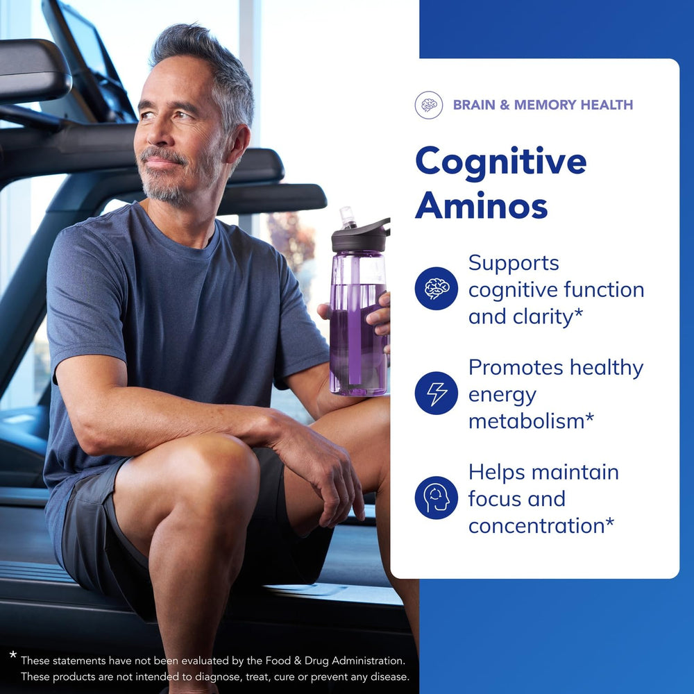 Cognitive Aminos label artwork highlighting pure ingredients and allergen-free profile.