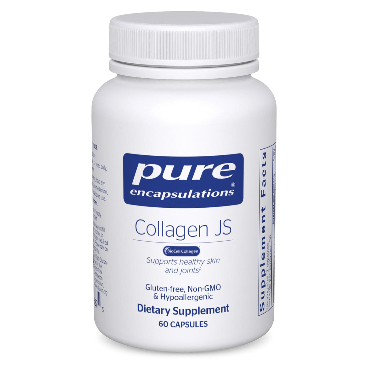 Pure Encapsulations Collagen JS bottle front label with 1000 mg BioCell Collagen for joint and skin support