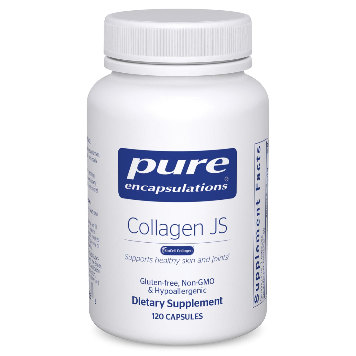 Pure Encapsulations Collagen JS bottle promoting joint support and skin health.