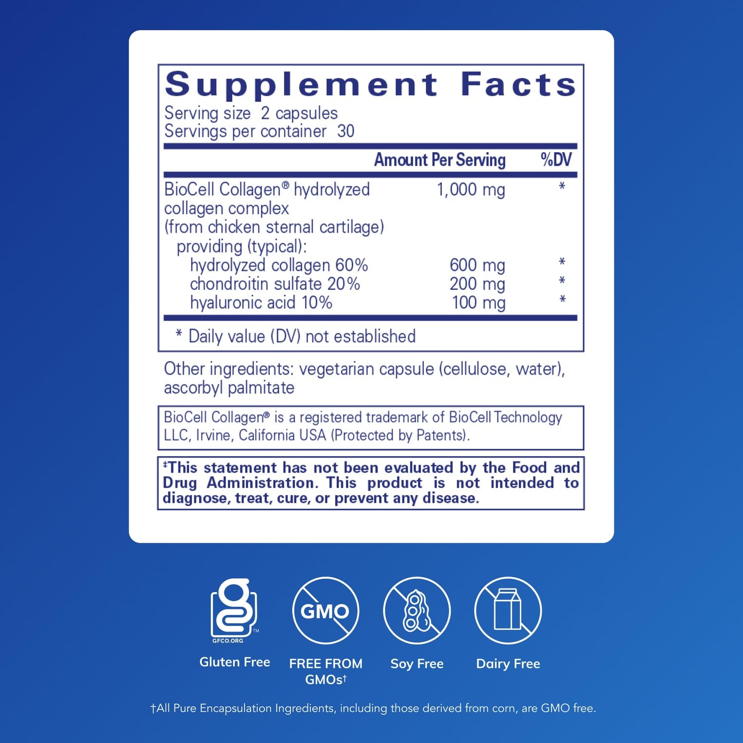 Pure Encapsulations Collagen JS capsules in hand for daily supplementation