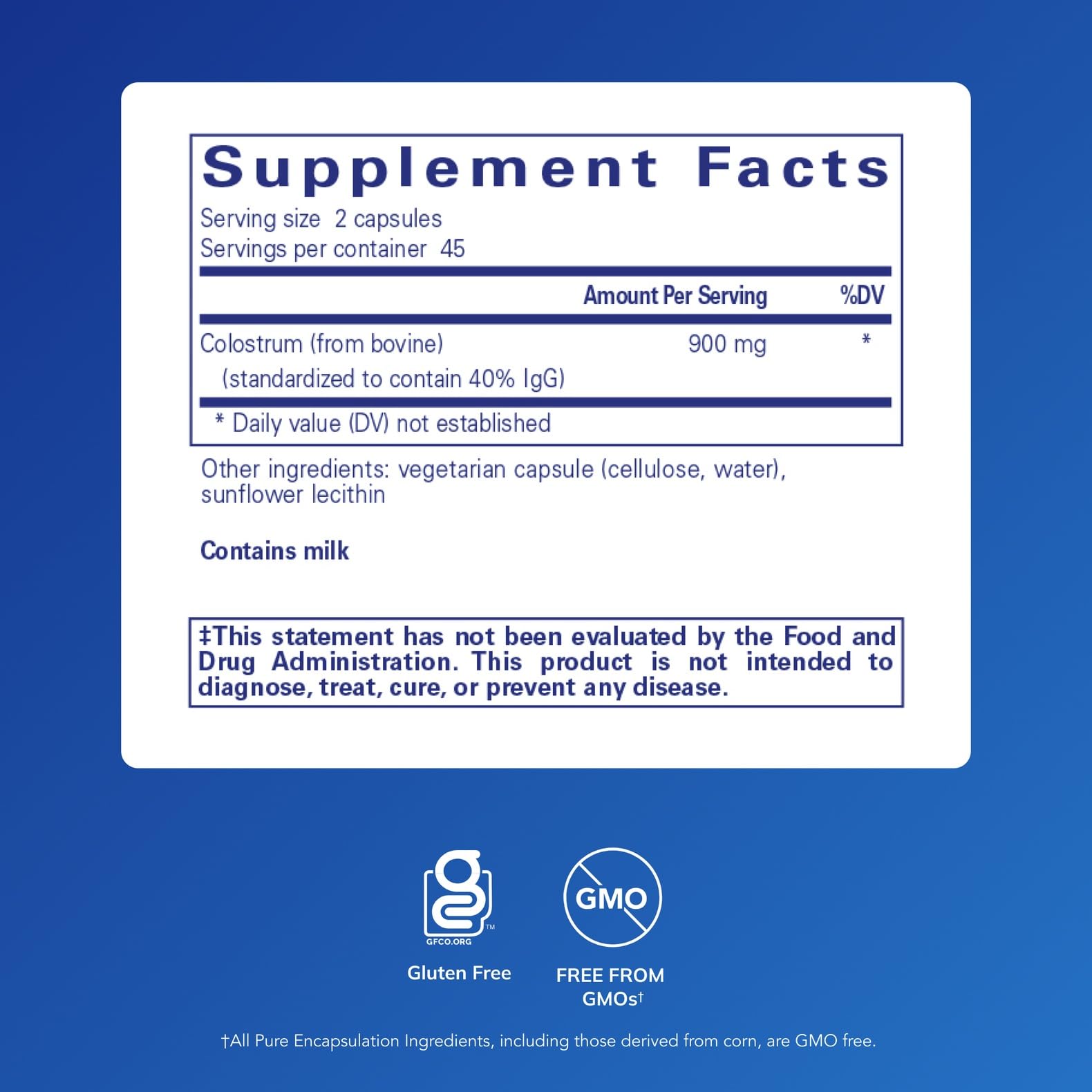 Pure Encapsulations Colostrum capsules closeup highlights premium formula for immune balance