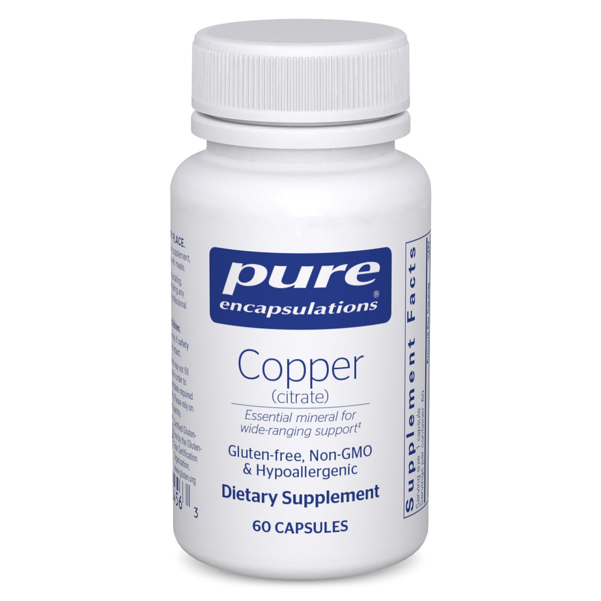 Pure Encapsulations Copper (Citrate) bottle supports daily mineral intake