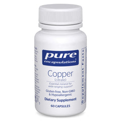Pure Encapsulations Copper (Citrate) bottle supports daily mineral intake