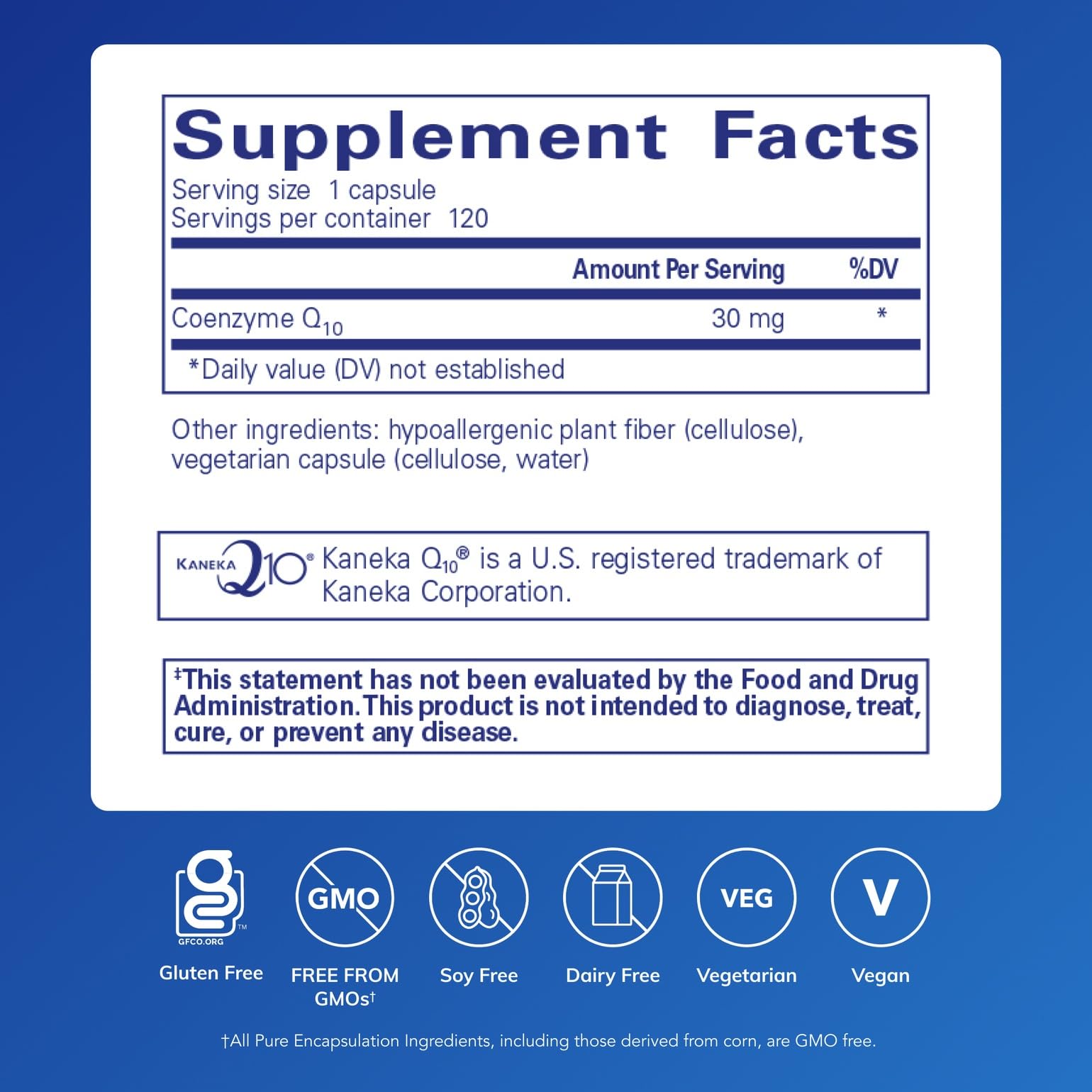Pure Encapsulations label closeup shows clean ingredients and allergen-free formulation