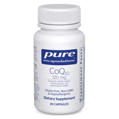 Pure Encapsulations CoQ10 bottle front view for daily heart health and energy support