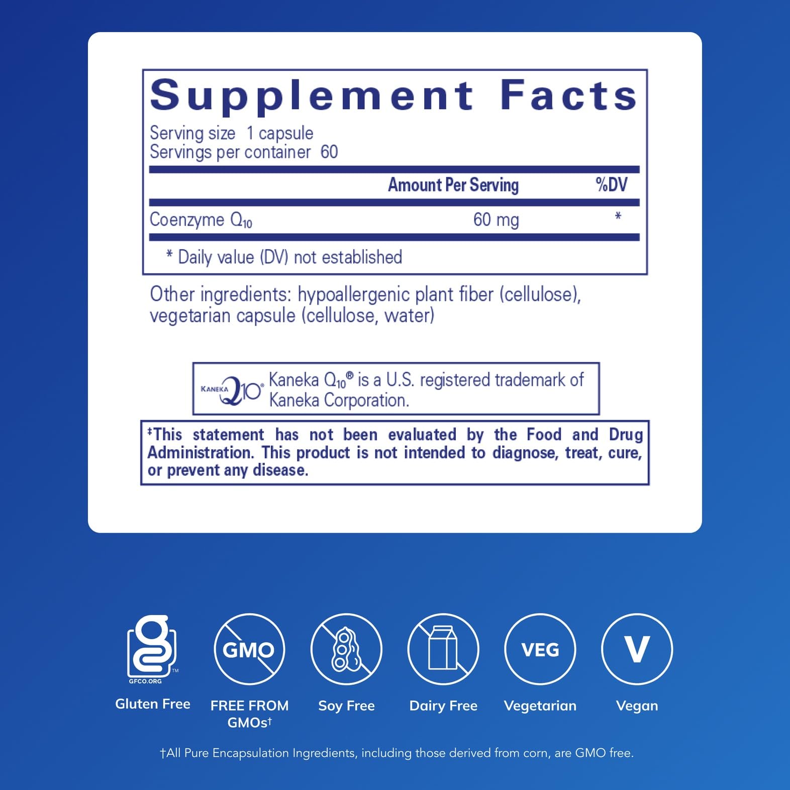 Pure Encapsulations CoQ10 capsules closeup showing clean ingredients