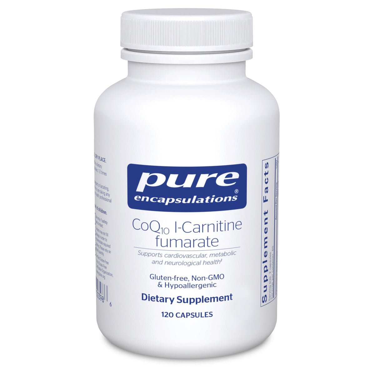Pure Encapsulations CoQ10 L-Carnitine Fumarate bottle pour supports energy and vitality