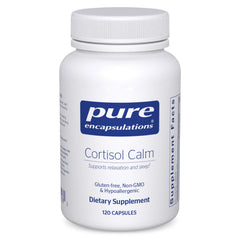 Pure Encapsulations Cortisol Calm bottle label—potential stress support and relaxation aid.