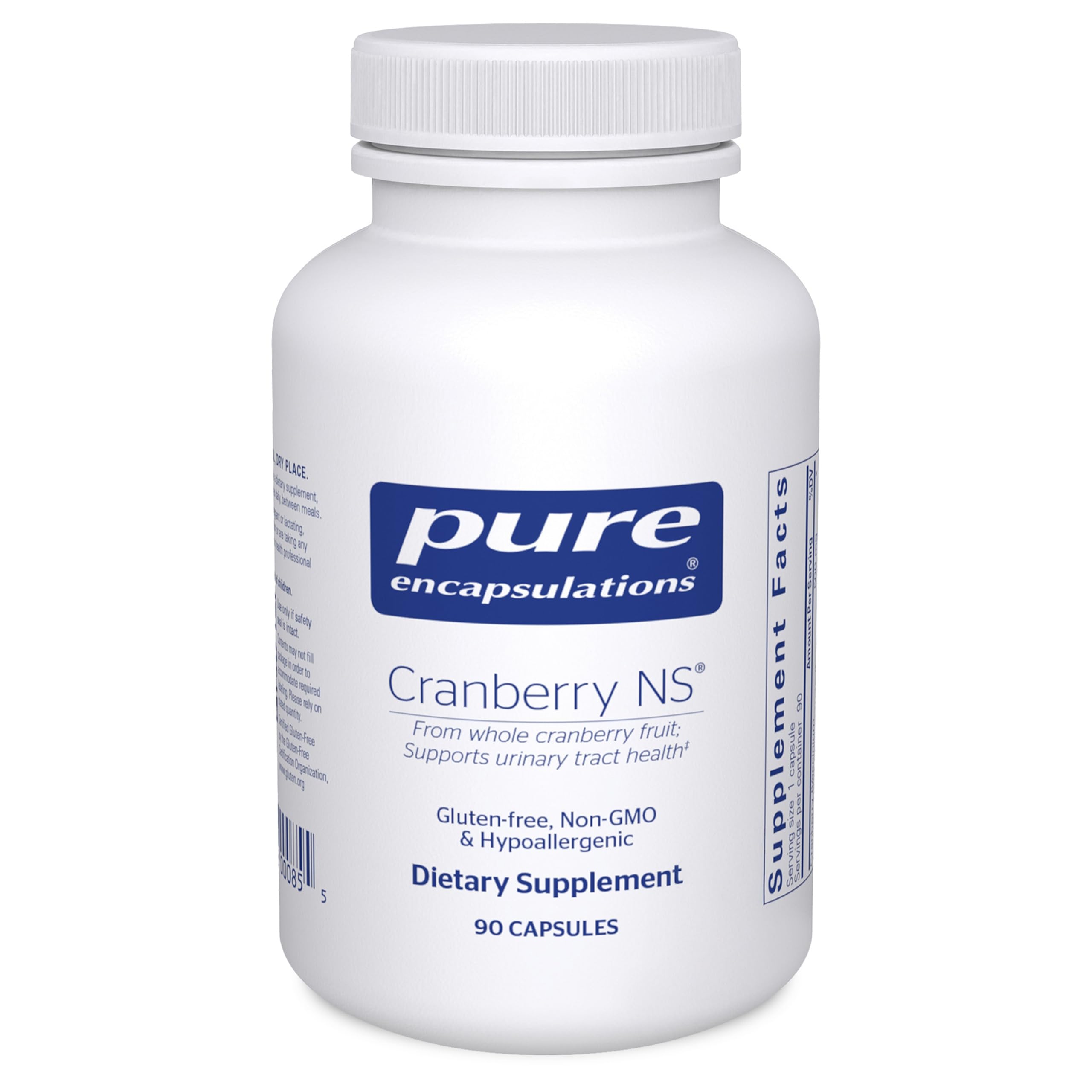 Pure Encapsulations Cranberry NS bottle front for daily urinary support.