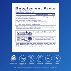 CurcumaSorb capsules closeup highlighting Meriva phytosome for absorption.