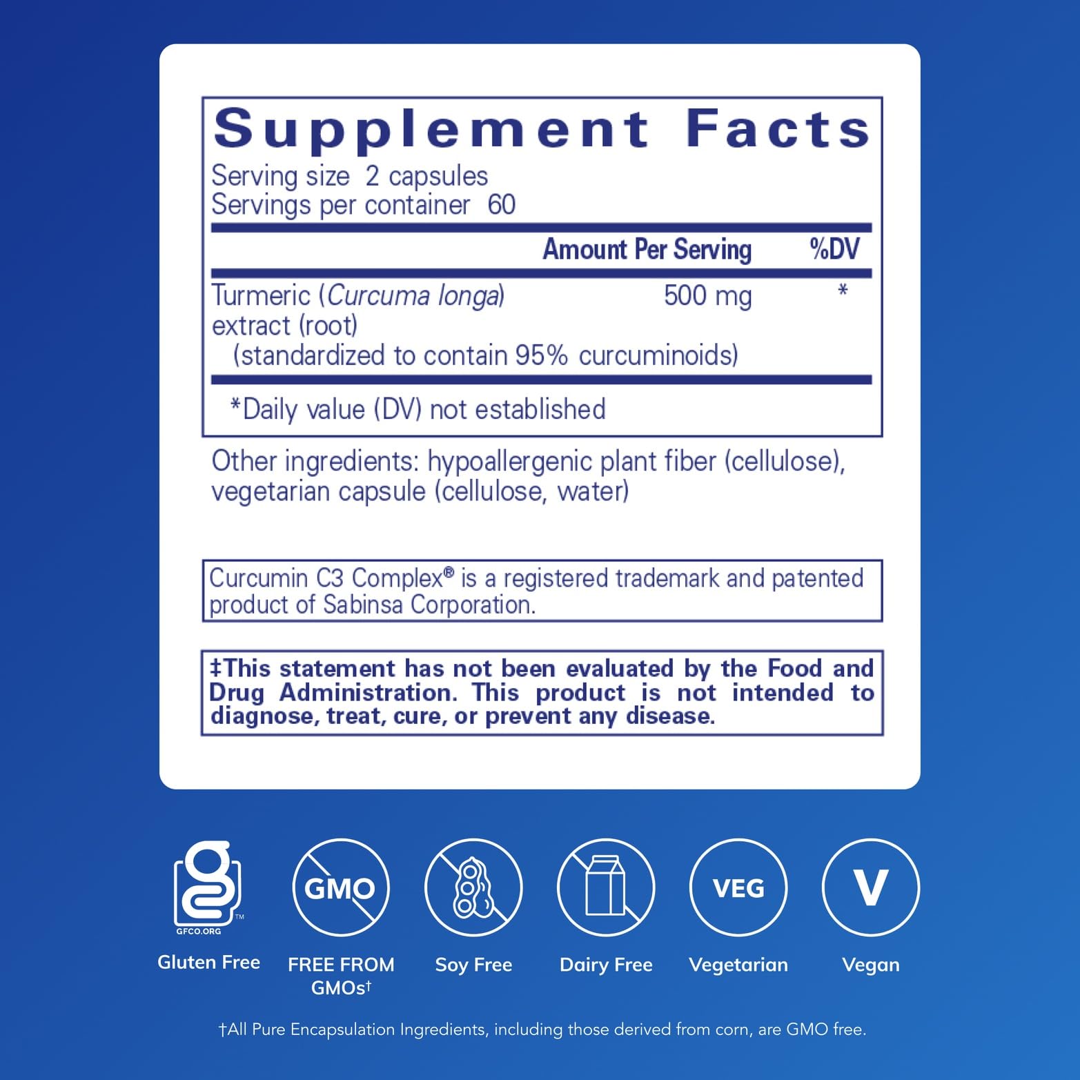 Curcumin capsules closeup highlights vegan, non-GMO formula for daily wellness.
