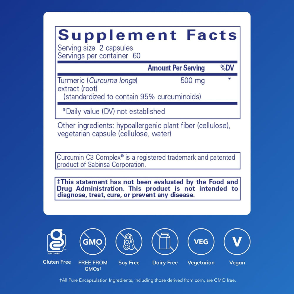 Curcumin capsules closeup highlights vegan, non-GMO formula for daily wellness.