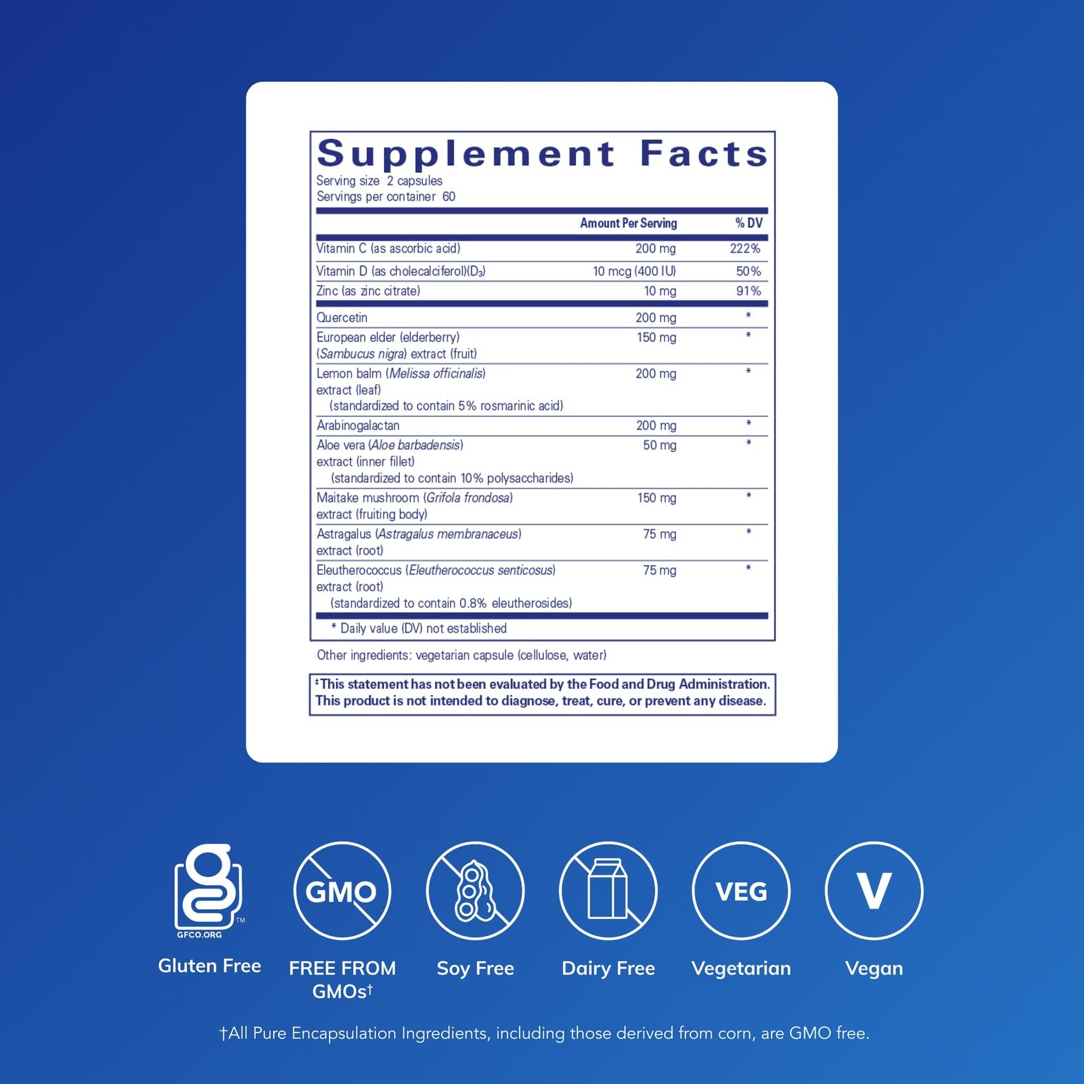 Close-up of Daily Immune capsules highlighting vegetarian formulation