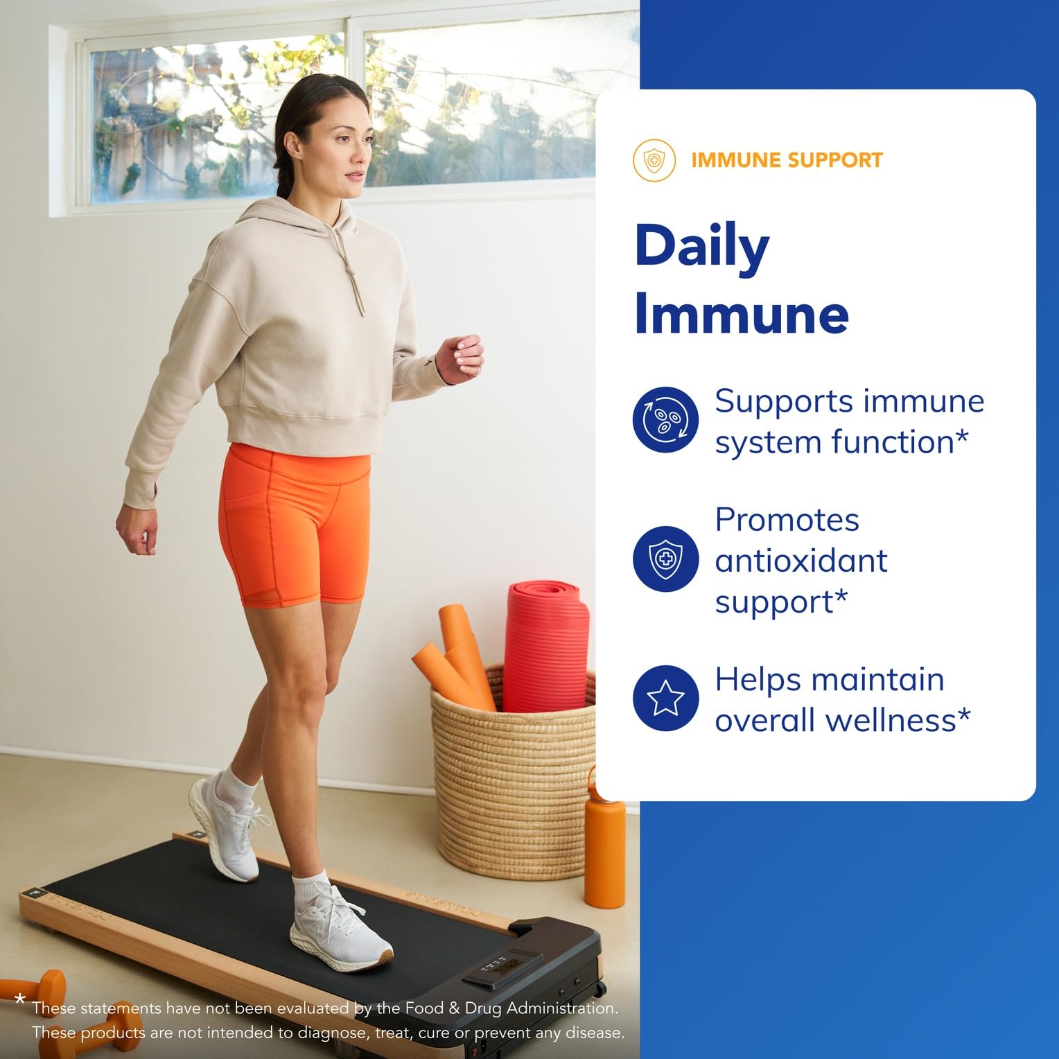 Daily Immune label close-up showing vitamin C and zinc for immune support