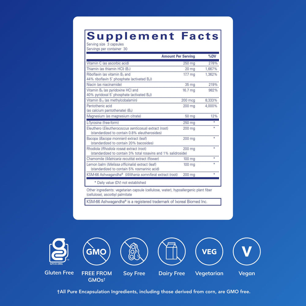 Daily Stress Formula capsules arranged for a quick stress support routine