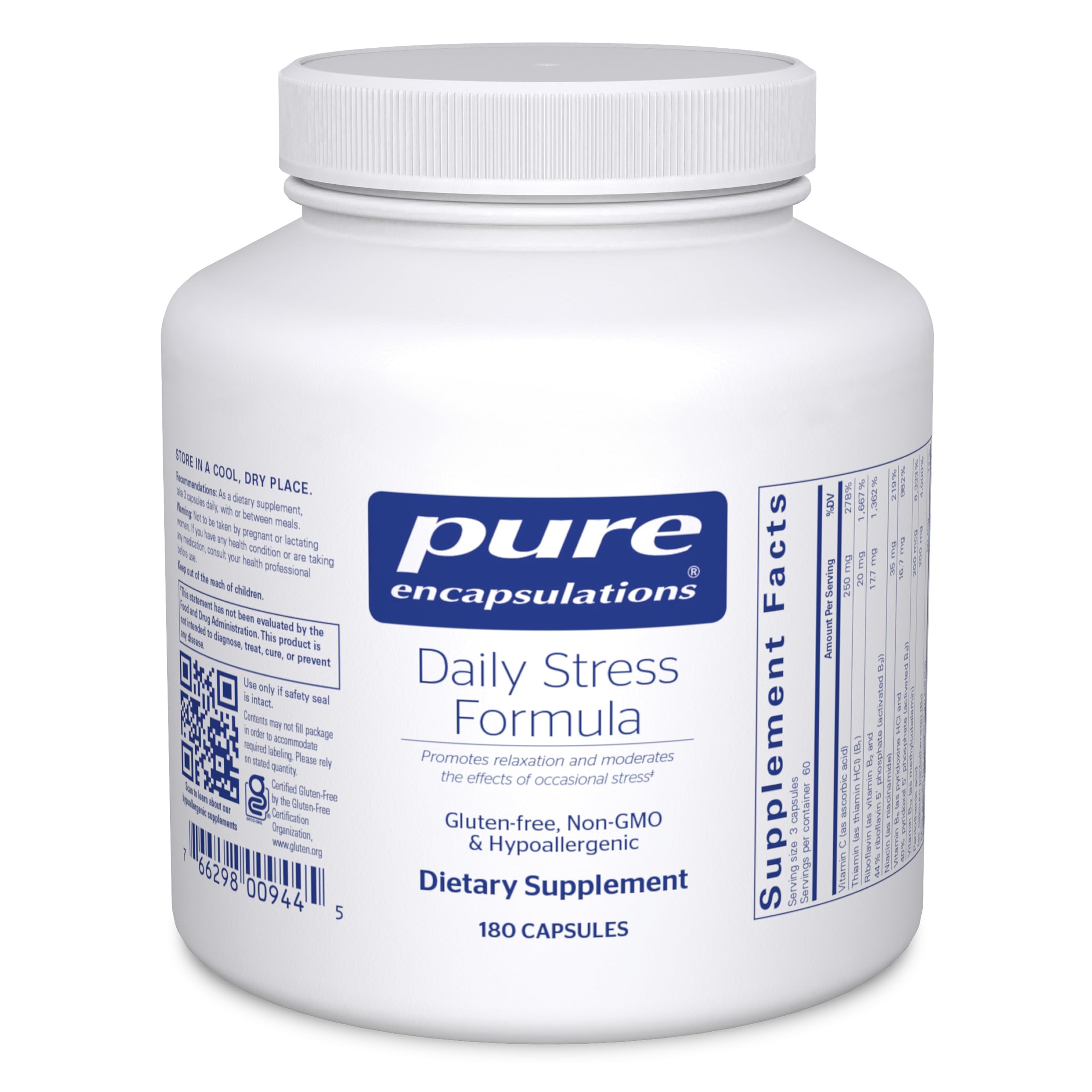 Pure Encapsulations Daily Stress Formula capsules for calm mood and mild stress support