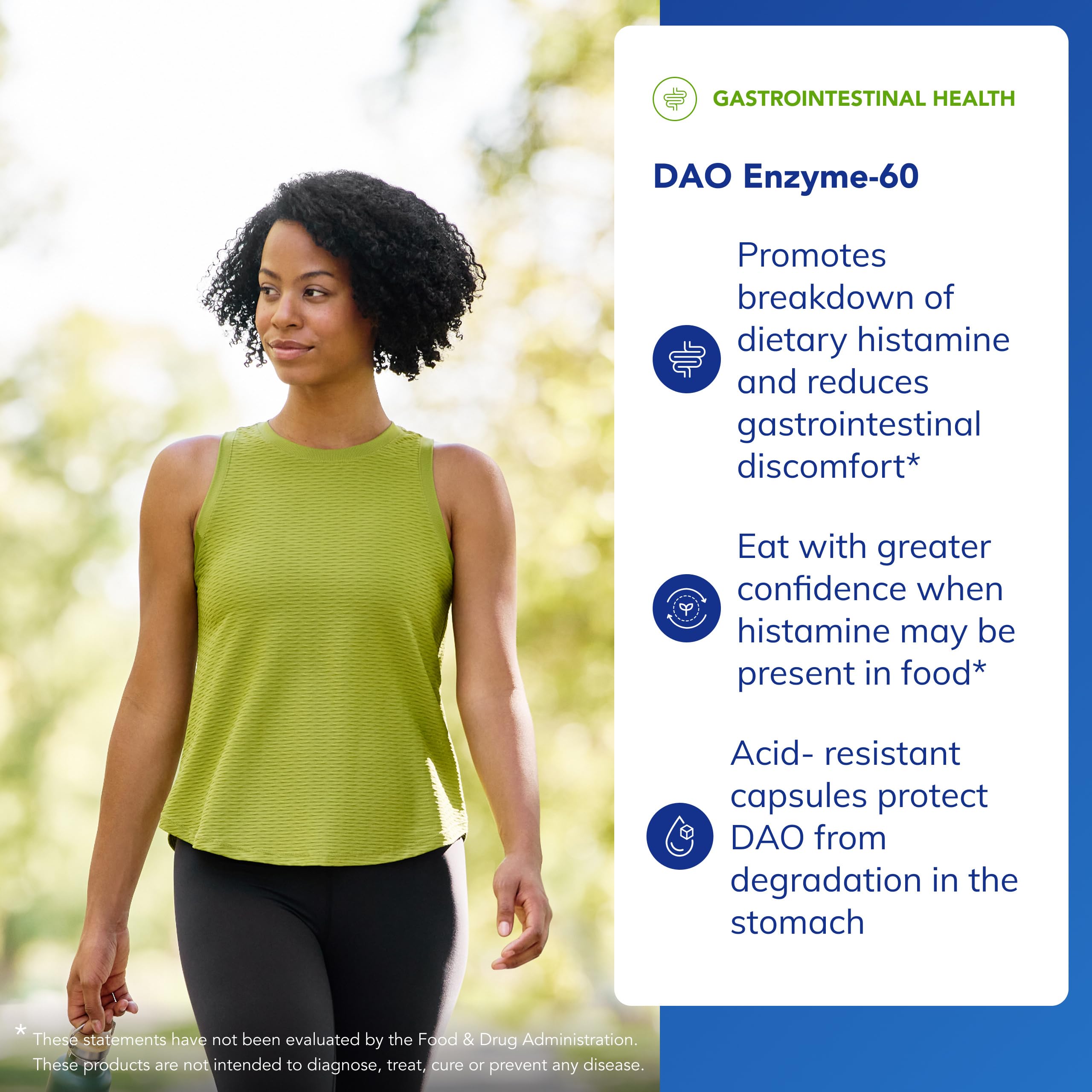 Pure Encapsulations DAO Enzyme ingredient label emphasizing purity and allergen-free formulation.