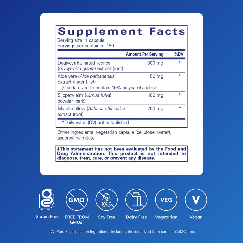 Close-up of DGL Plus capsules prepared for daily digestive support