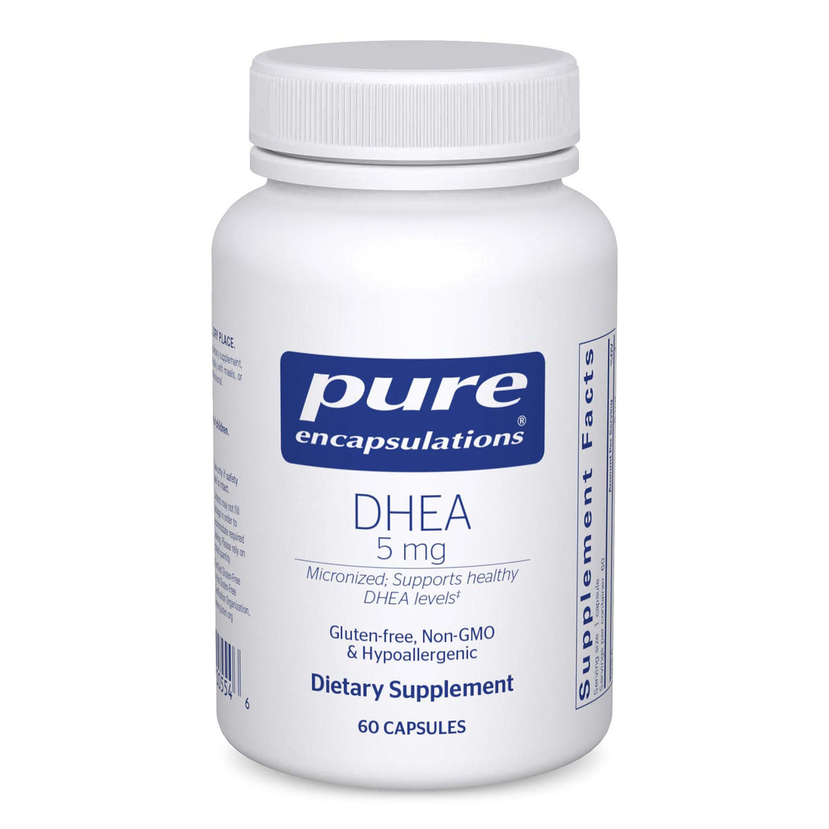 Pure Encapsulations DHEA 5 mg bottle—a potential aid for hormonal balance in daily wellness.