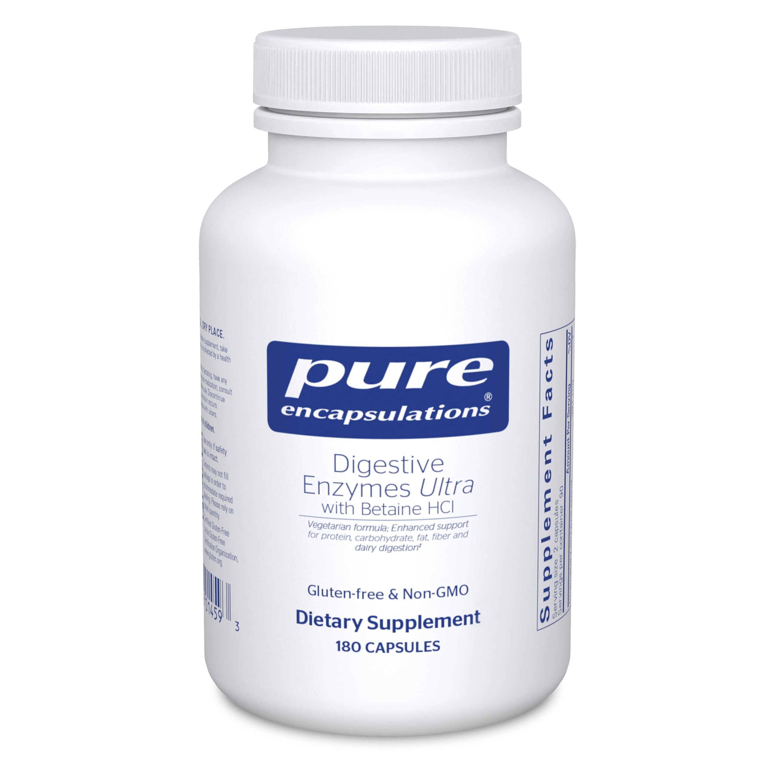Pure Encapsulations Digestive Enzymes Ultra bottle supports protein and dairy digestion
