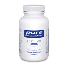 Pure Encapsulations Disc-Flex bottle cap close-up, featuring vegetarian capsules for spinal support.