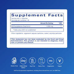Pure Encapsulations DL-Phenylalanine capsules ready to take with a daily supplement routine.