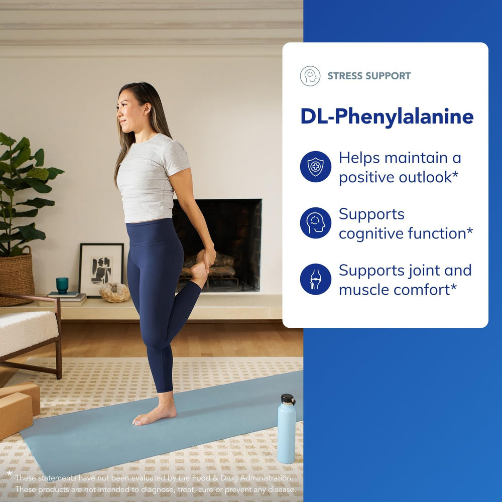 Pure Encapsulations DL-Phenylalanine label detail emphasizing transparent sourcing and purity.