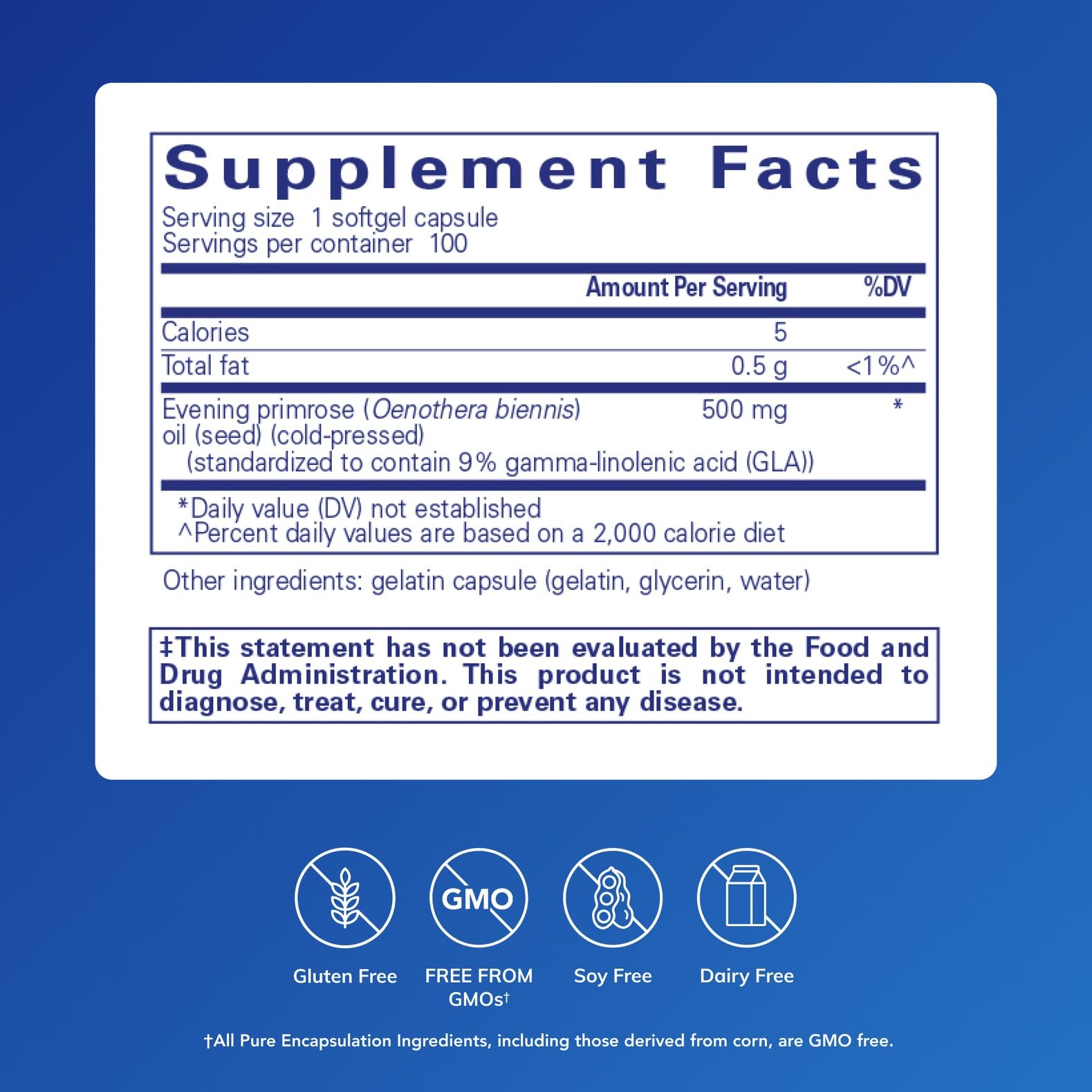 Closeup of Pure Encapsulations E.P.O softgels for easy daily use.