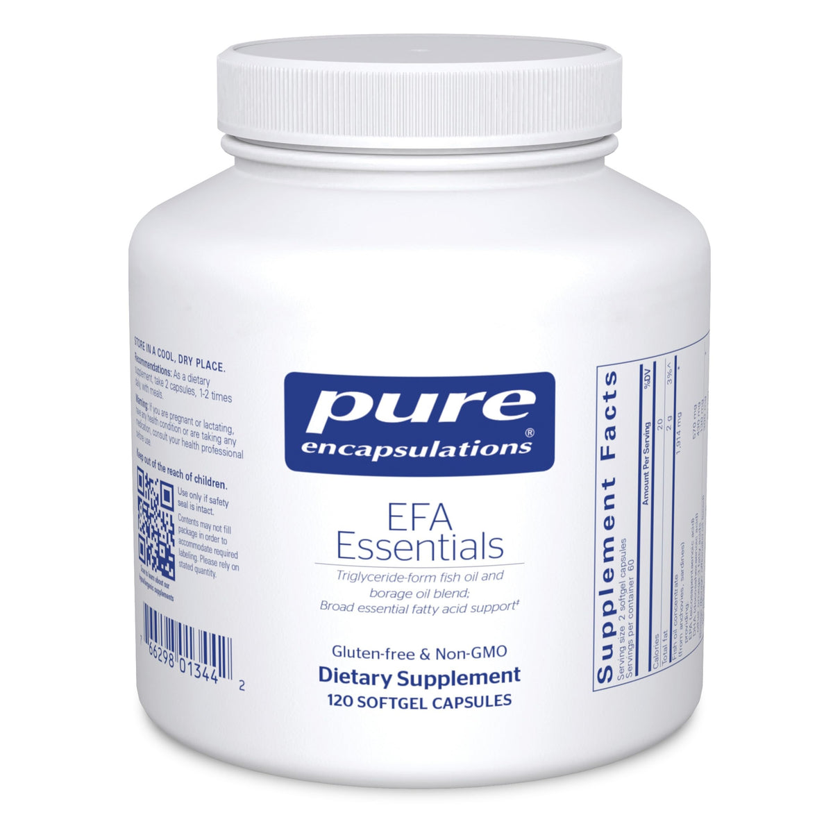 Pure Encapsulations EFA Essentials bottle front for daily omega support