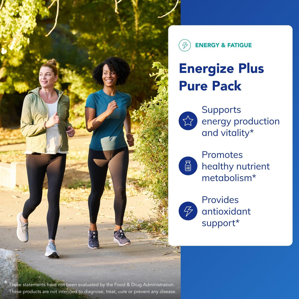 Ingredient label view highlighting vitamins, minerals, and fish oil in Energize Plus