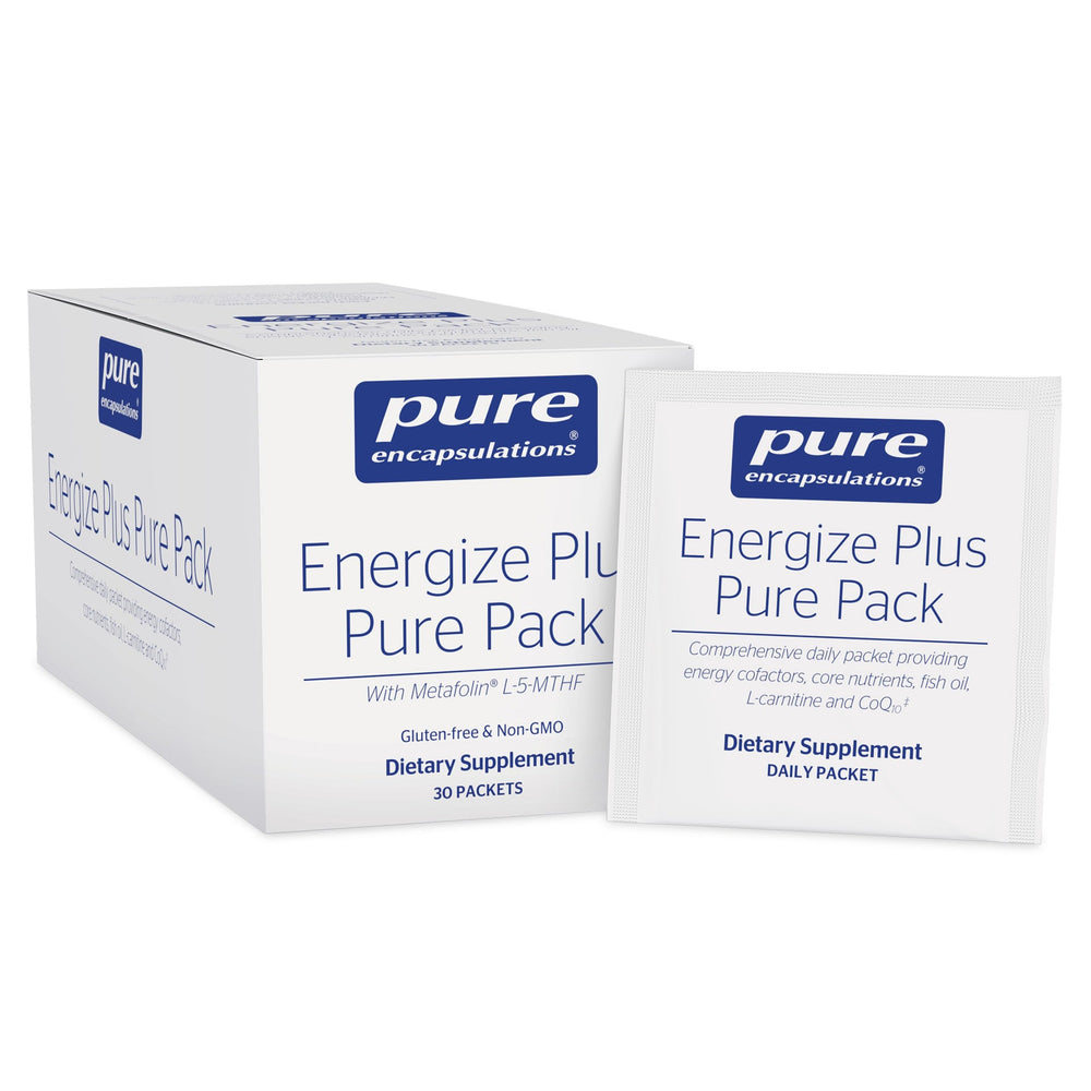 Pure Encapsulations Energize Plus Pure Pack bottle shown for energy support and daily use
