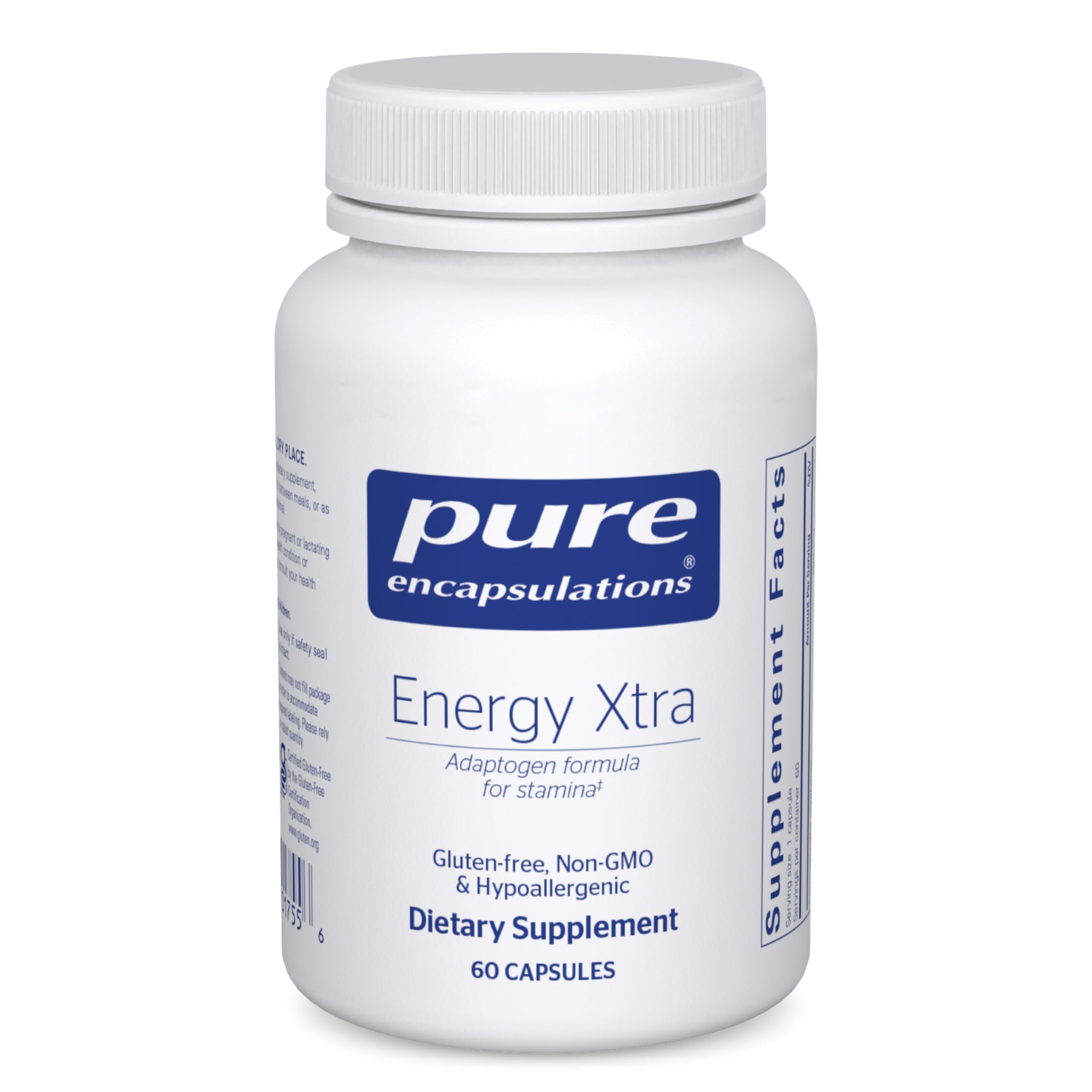 Pure Encapsulations Energy Xtra bottle with pour for everyday energy support during focused work.