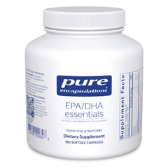 Pure Encapsulations EPA/DHA Essentials bottle closeup highlighting pure fish oil for heart health