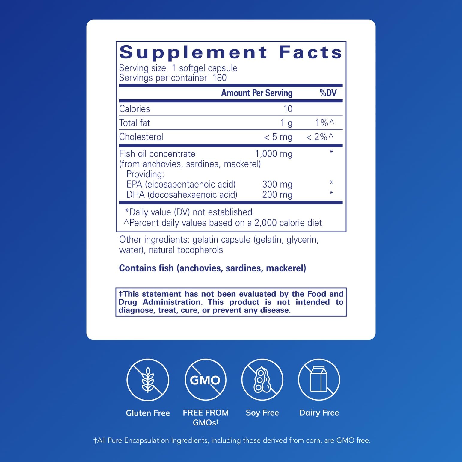 Pure Encapsulations EPA/DHA Essentials bottle pour showing easy dosing for joint health
