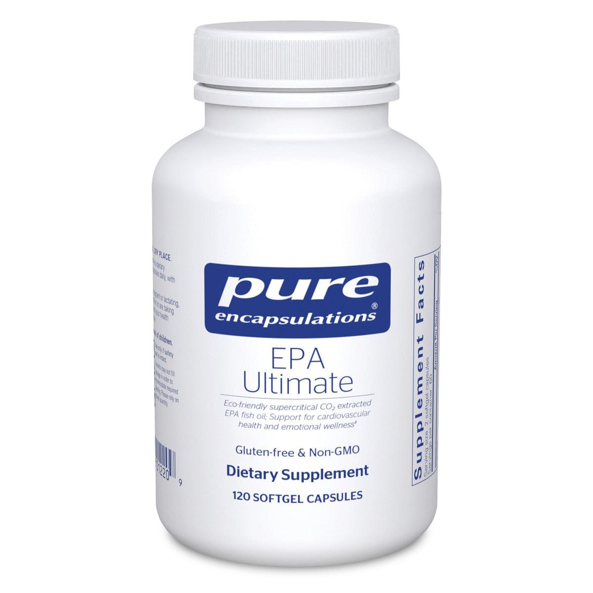Pure Encapsulations EPA Ultimate bottle front with premium EPA fish oil capsules for potential heart health support