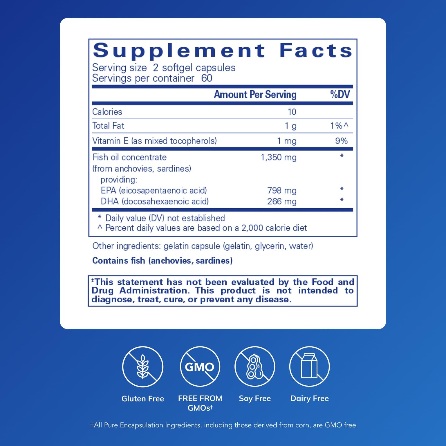 Pure Encapsulations EPA Ultimate softgel capsules close-up, showcasing easy-to-swallow daily fish oil