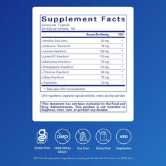 Pure Encapsulations Essential Amino Acids capsules closeup, hinting brain health and neurotransmitter support.