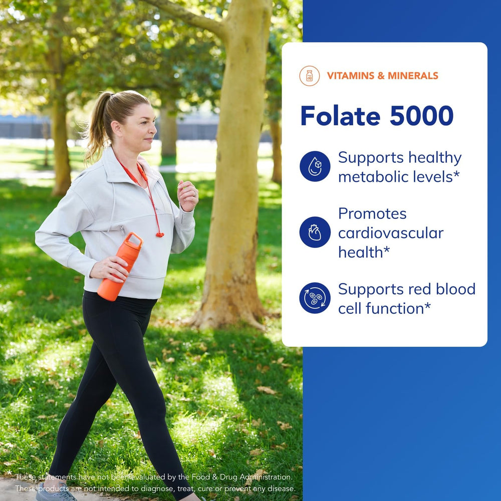 Pure Encapsulations Folate 5000 label featuring Metafolin content