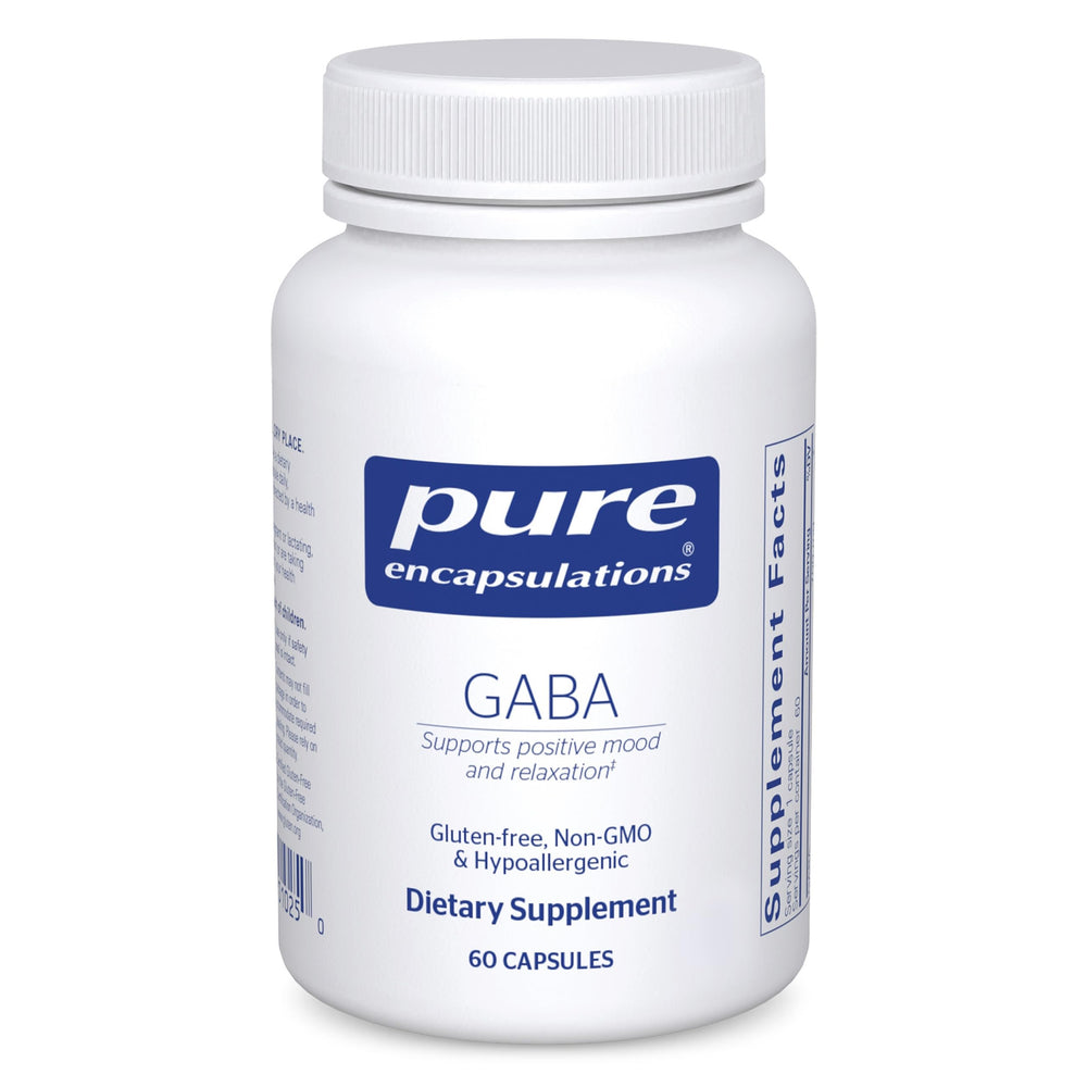 Pure Encapsulations GABA bottle with easy-to-swallow capsules for daily stress support