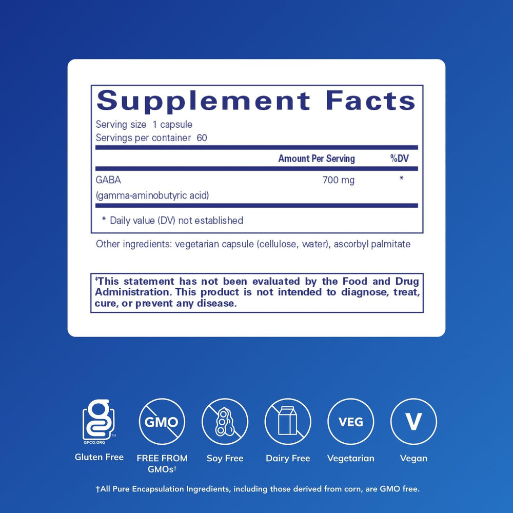 GABA capsules by Pure Encapsulations ready for a calm routine
