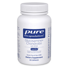 Pure Encapsulations glucosamine chondroitin MSM bottle shows joint support potential
