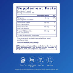 Pure Encapsulations Glucosamine Complex bottle back label detailing ingredients for cartilage support.