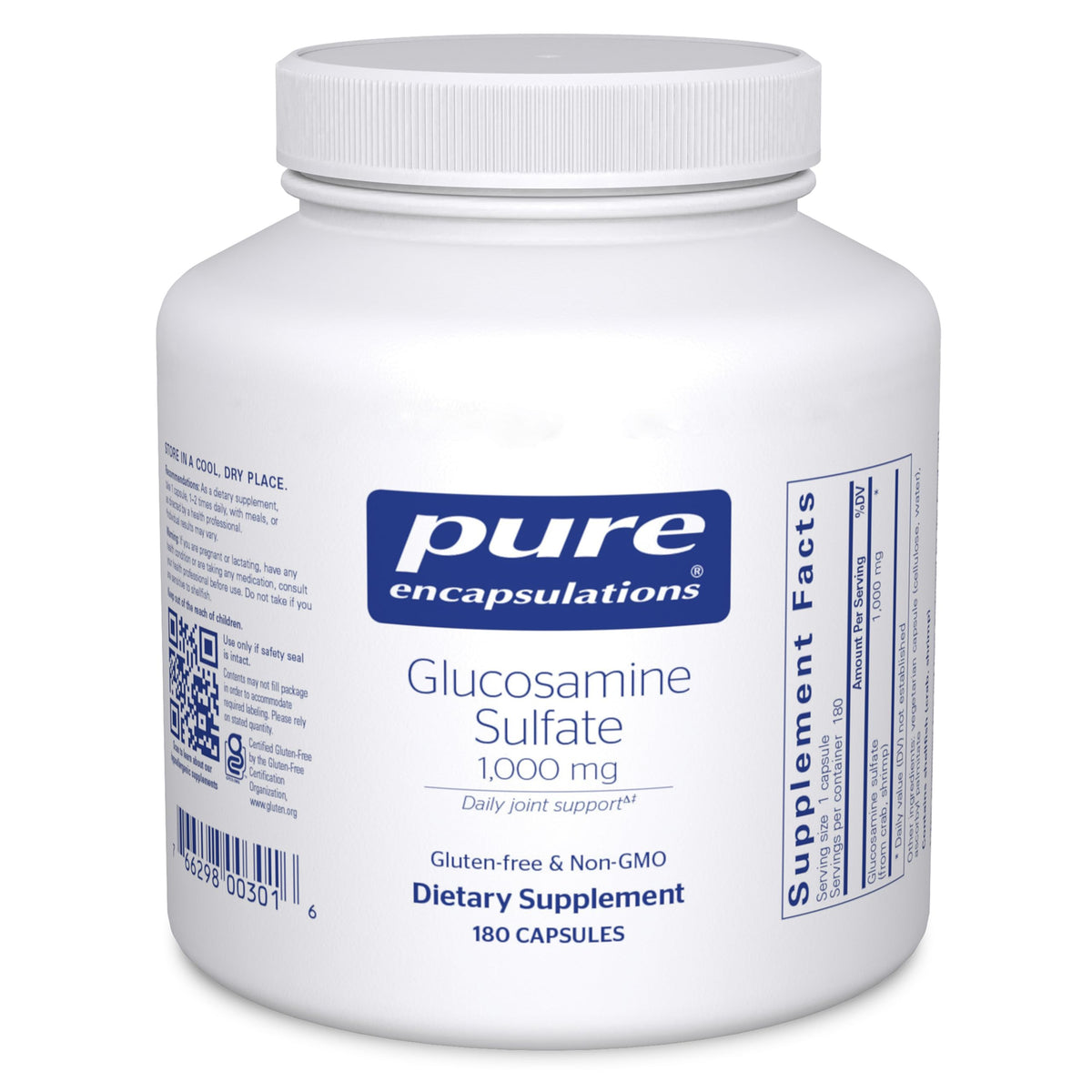Pure Encapsulations Glucosamine Sulfate bottle for joint support and mobility