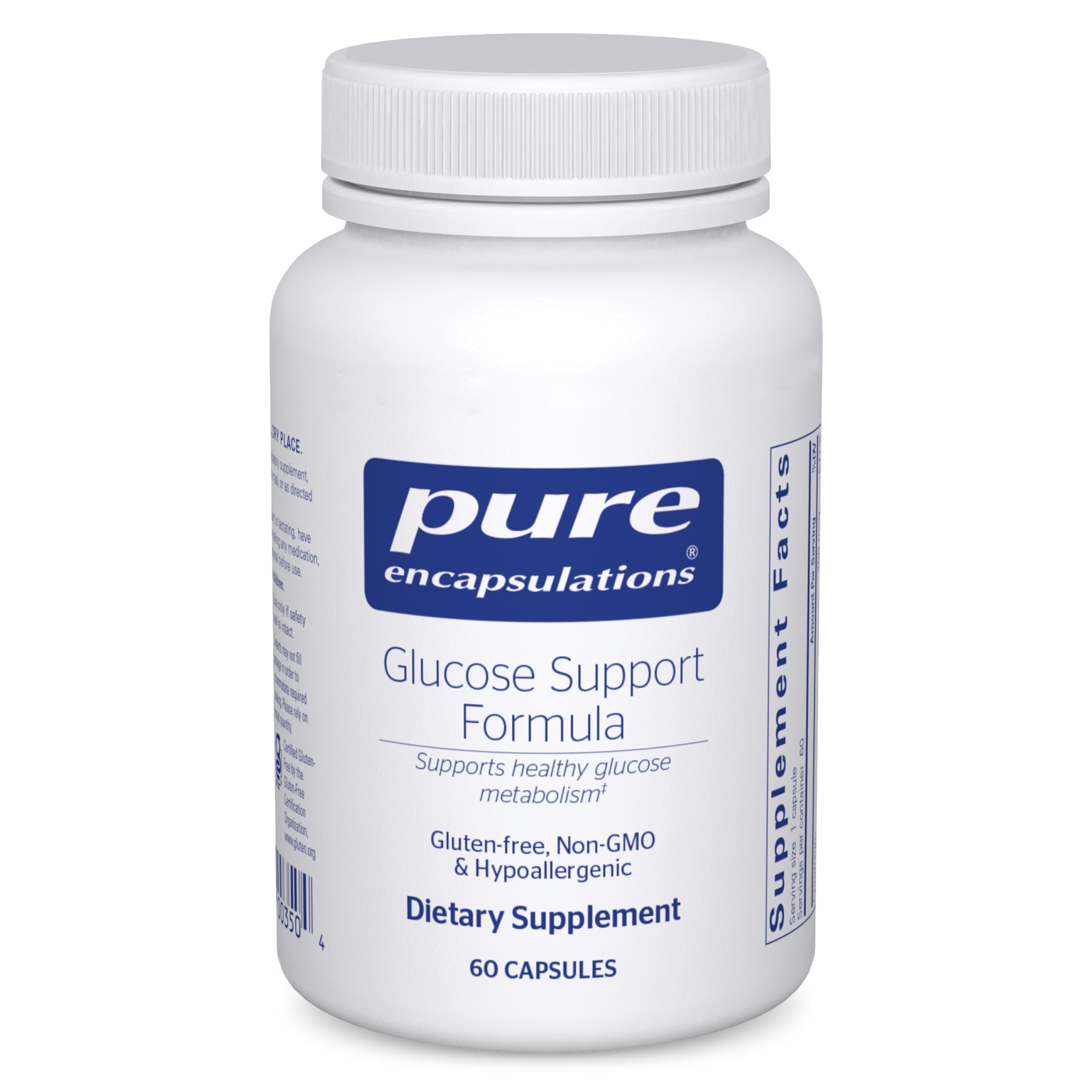 Pure Encapsulations Glucose Support Formula bottle promoting balanced carbohydrate metabolism