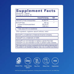 Pure Encapsulations Gluten/Dairy Digest capsules designed for gluten and dairy digestion